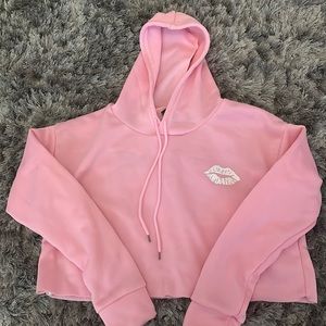 Pink oversized cropped hoodie